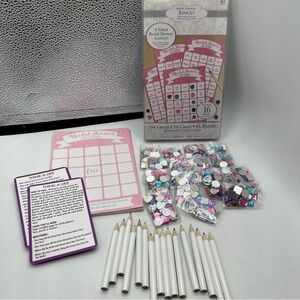 Amscan Deluxe Bridal Shower Party Bingo Activity Set Games Cards Gems Pencils